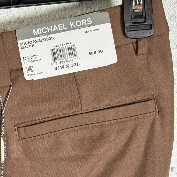 Michael Kors Men's Classic Fit Perform Fall Dress Pants Light Brown 31x32 $95 - Picture 4 of 9